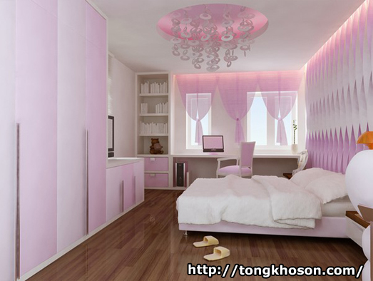 Sơn phòng ngủ vợ chồng màu hồng